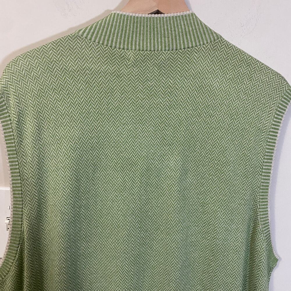 Peter Millar NWT Green Chevron Silk Cotton Cashmere Blend Vest Sz XL 1/4 Zip - Picture 8 of 11